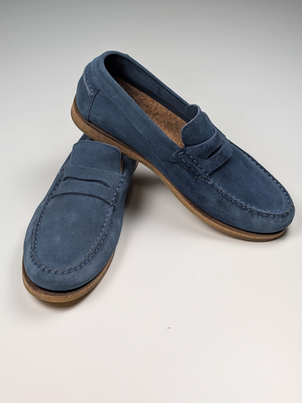 Original Penguin Mens Blue Suede Penny Loafers Charles 3 Shoes Size 10.5